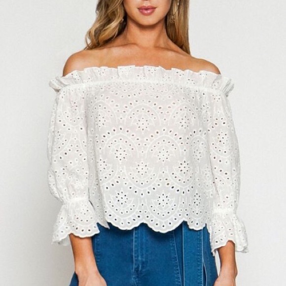 Flying Tomato Tops - NATALIE eyelet off shoulder top